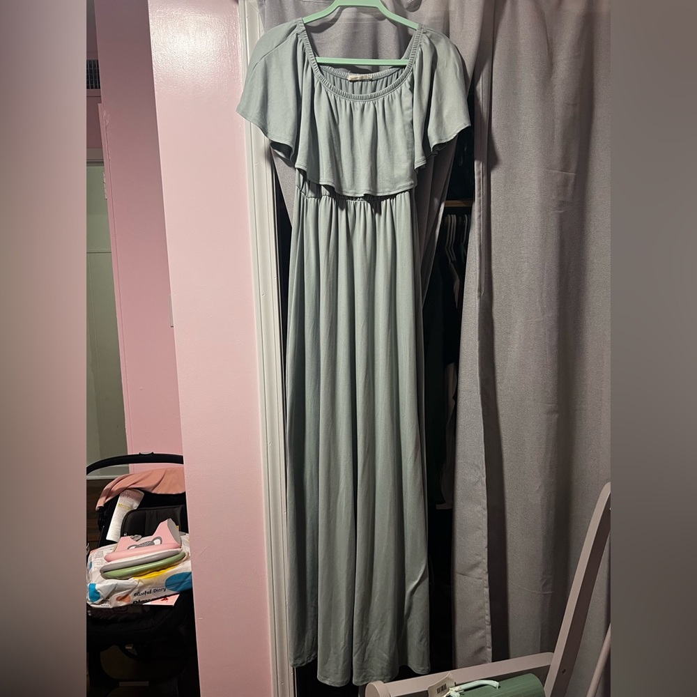 Hello MIZ Light Mint Maternity Maxi Dress